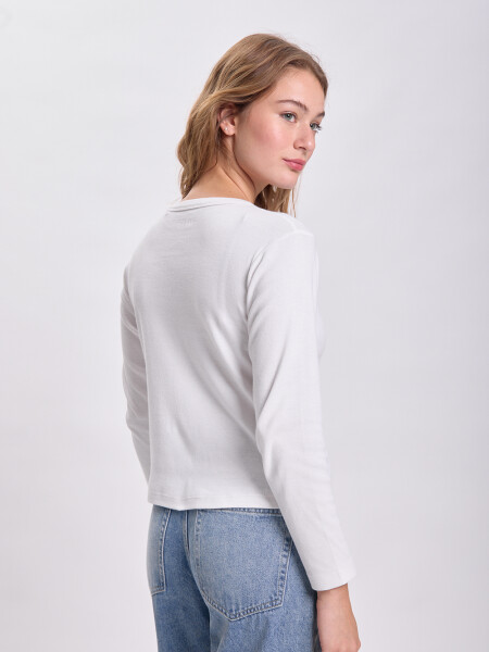 Remera rib manga larga Blanco