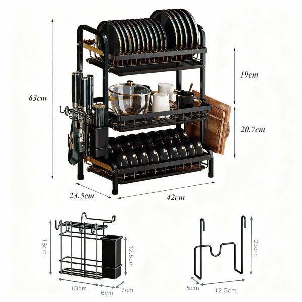 Escurridor Seca Platos 3 Niveles Cubiertos Fregadero Bandeja Estantes Cocina Alacena Imback Color Negro Escurridor Seca Platos 3 Niveles Cubiertos Fregadero Bandeja Estantes Cocina Alacena Imback Color Negro