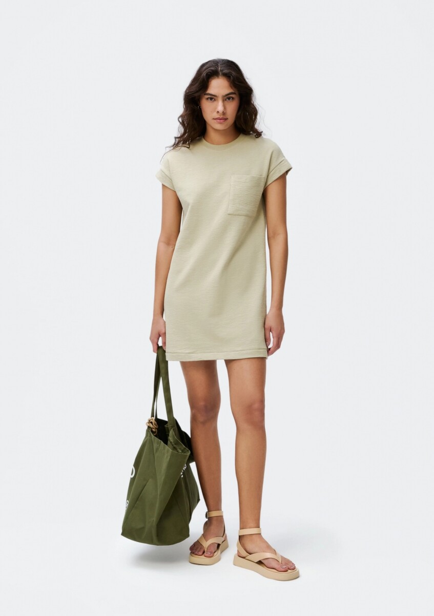 VESTIDO BÁSICO CON BOLSILLO - VERDE 