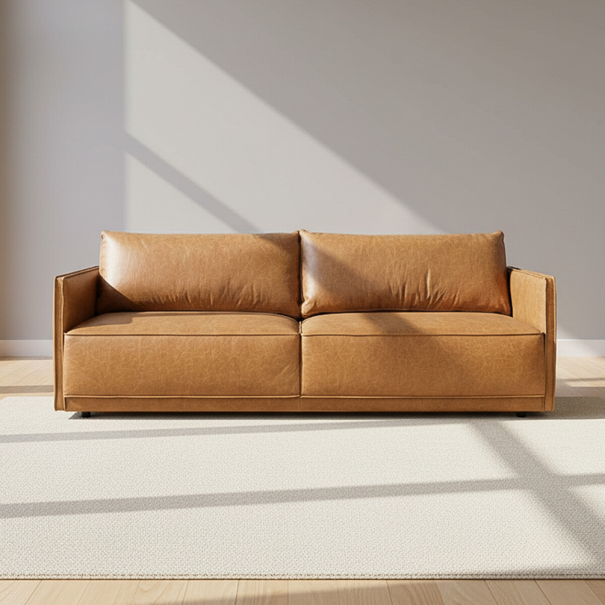 SILLÓN - 3 CUERPOS CUERO-100-NATURAL MARRON ROMEO CAMEL 