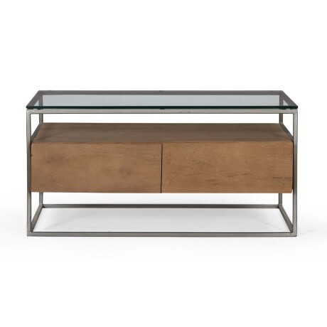 MESA RATONA VIDRIO-MADERA-Y-METAL MARRON VITRO AVELLANA