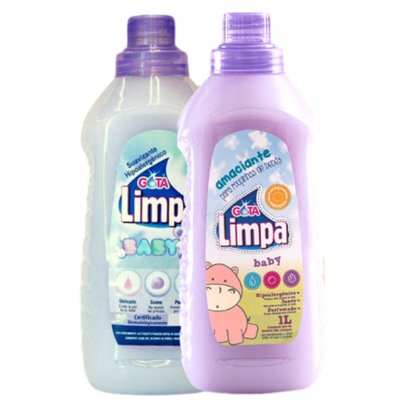 PACK DETERGENTE LIQUIDO GOTA LIMPA BABY 1 LT + SUAVIZANTE 1L HIPOALERGENICO PACK DETERGENTE LIQUIDO GOTA LIMPA BABY 1 LT + SUAVIZANTE 1L HIPOALERGENICO
