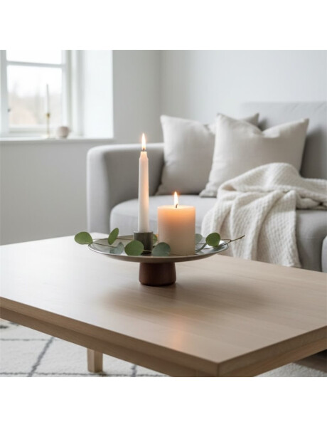 BANDEJA C/BASE D20x7.5CM PLATA/NEGRO BANDEJA C/BASE D20x7.5CM PLATA/NEGRO