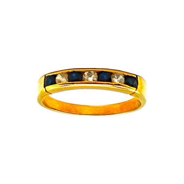 Anillo Sin Fin-Oro Bajo-Piedra Zafiro y Zirconia-AN8119 conpiedra