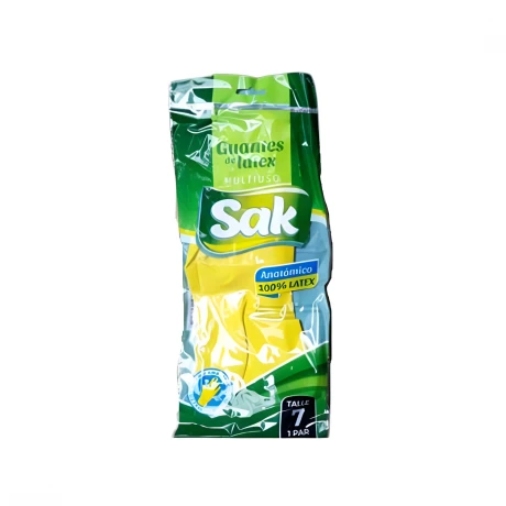GUANTE LATEX SAK (AMARILLOS) TALLE S Nº7 GUANTE LATEX SAK (AMARILLOS) TALLE S Nº7