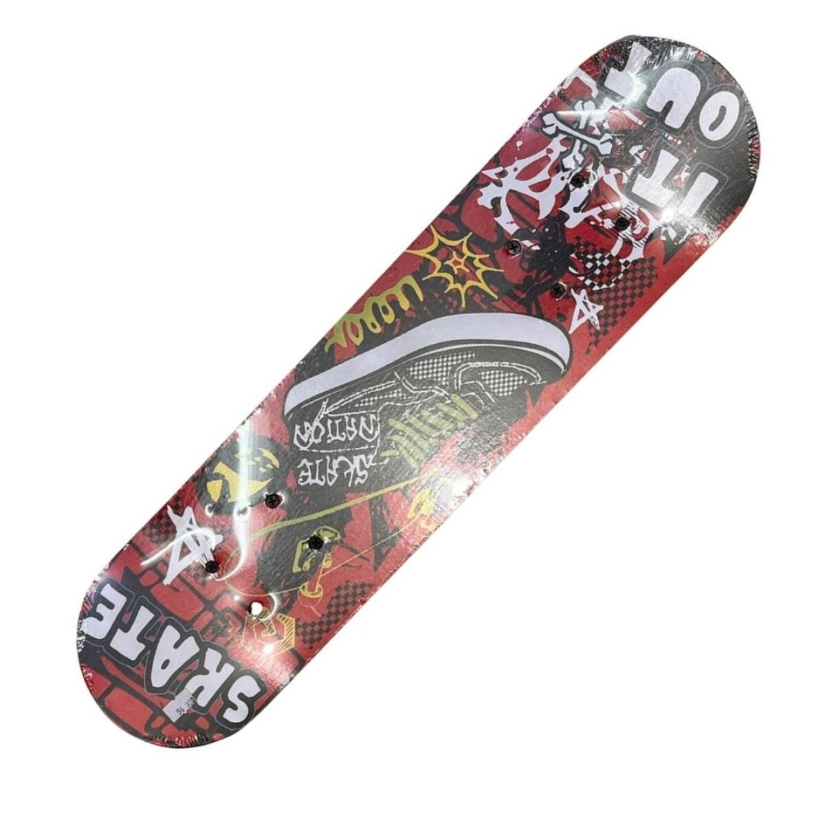 PATIN MEDIANO DE MADERA CON DISEÑO / 4 RUEDAS 