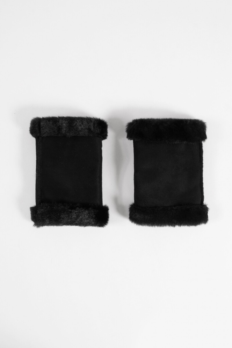 Mitones de suede con pelo negro