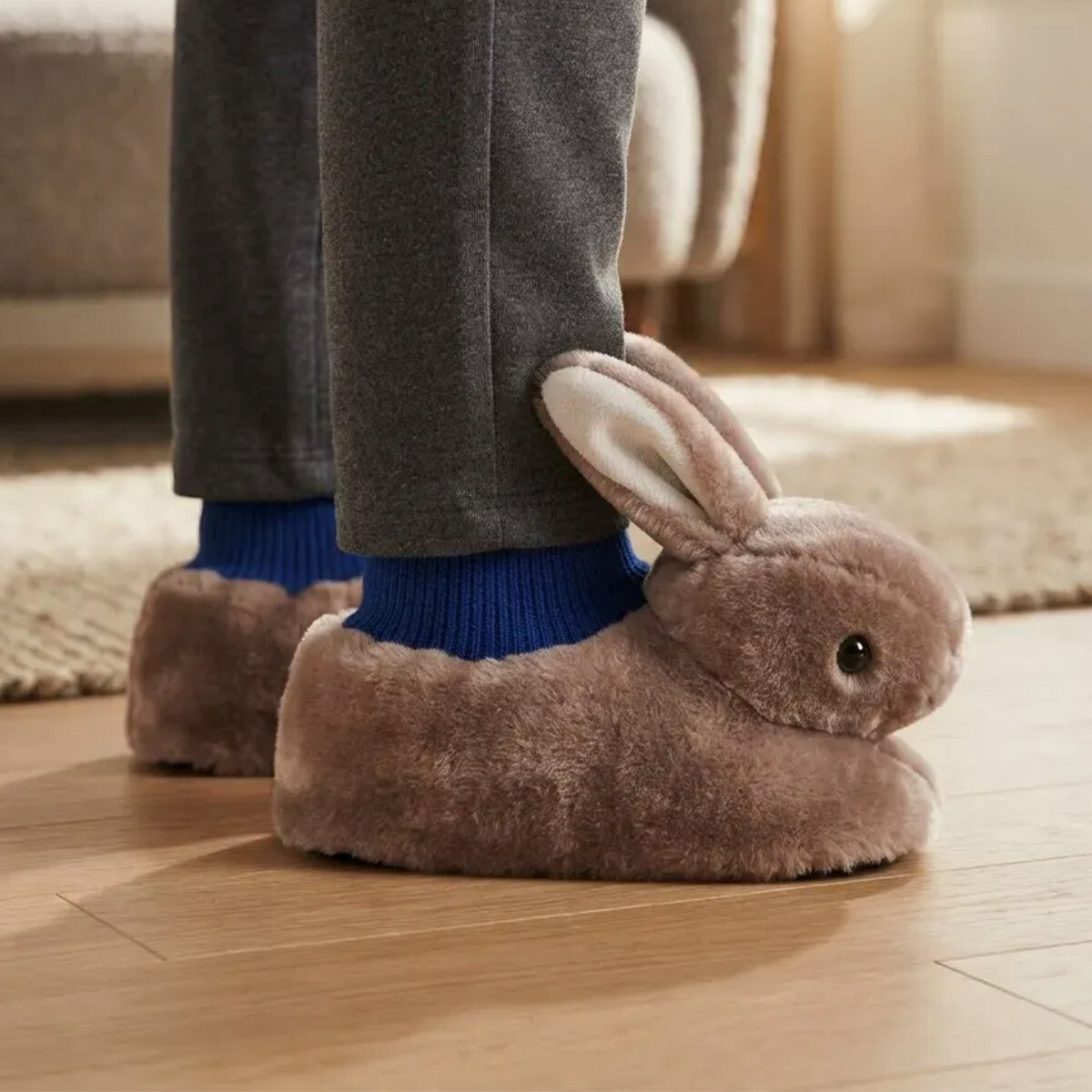 Pantufla Peluda Conejo Beige o Marrón T 24-29 - MARRON 