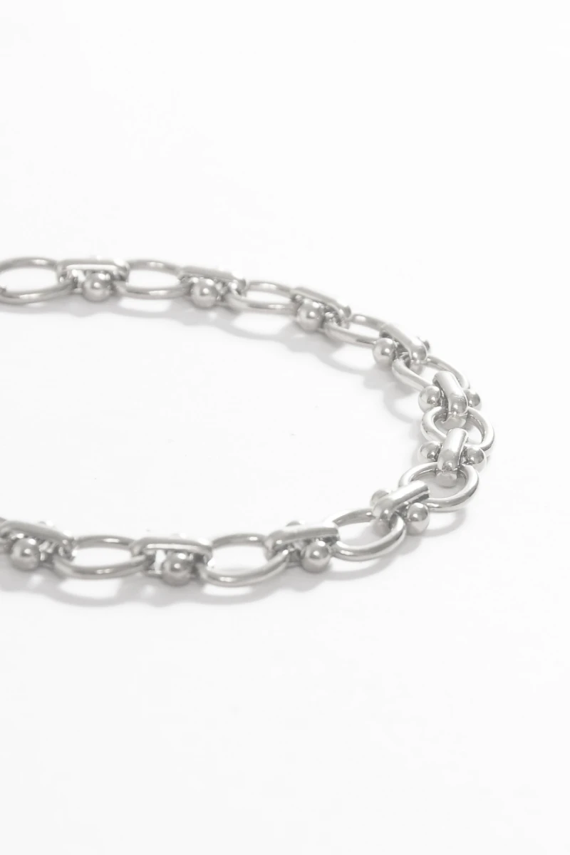 Pulsera acero eslabones redondos plateado