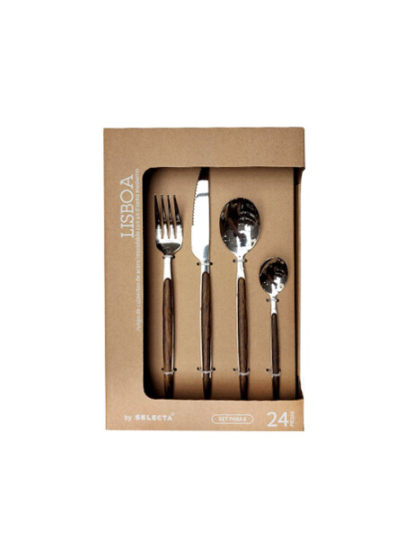SET 24 PIEZAS CUBIERTOS MANGO MADERA "LISBOA" SET 24 PIEZAS CUBIERTOS MANGO MADERA "LISBOA"