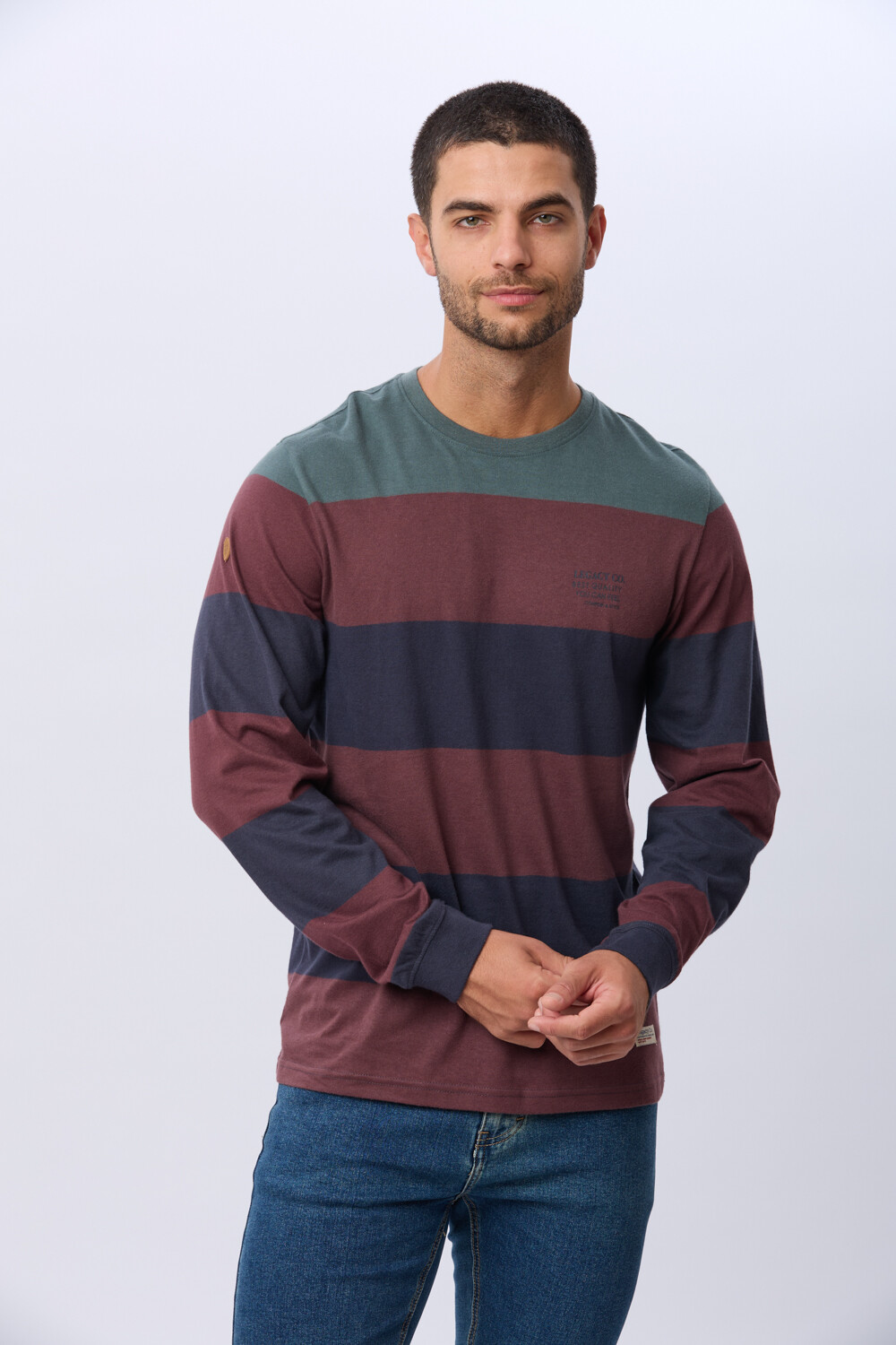 REMERA RAYADA DE ALGODÓN Azul