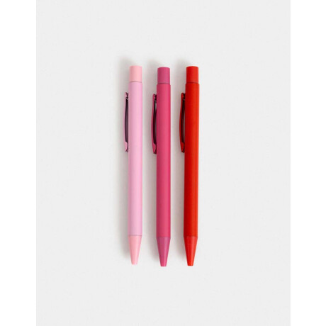 Set De 3 Lapiceras Metálicas De Tinta Negra Combinacion Multicolor