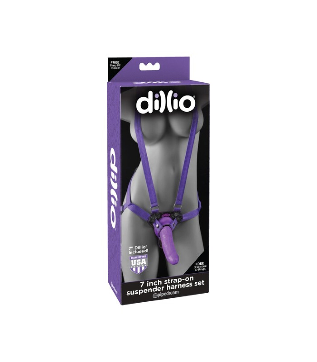 Dillio Strap-On Set Black Arnes Purpura 18cm 