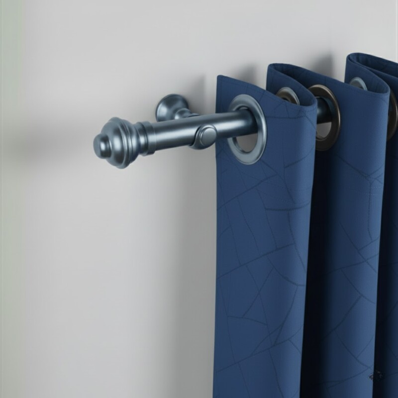 Barrote cortina de metal 2 m + 2 Soportes PLATEADO OSCURO