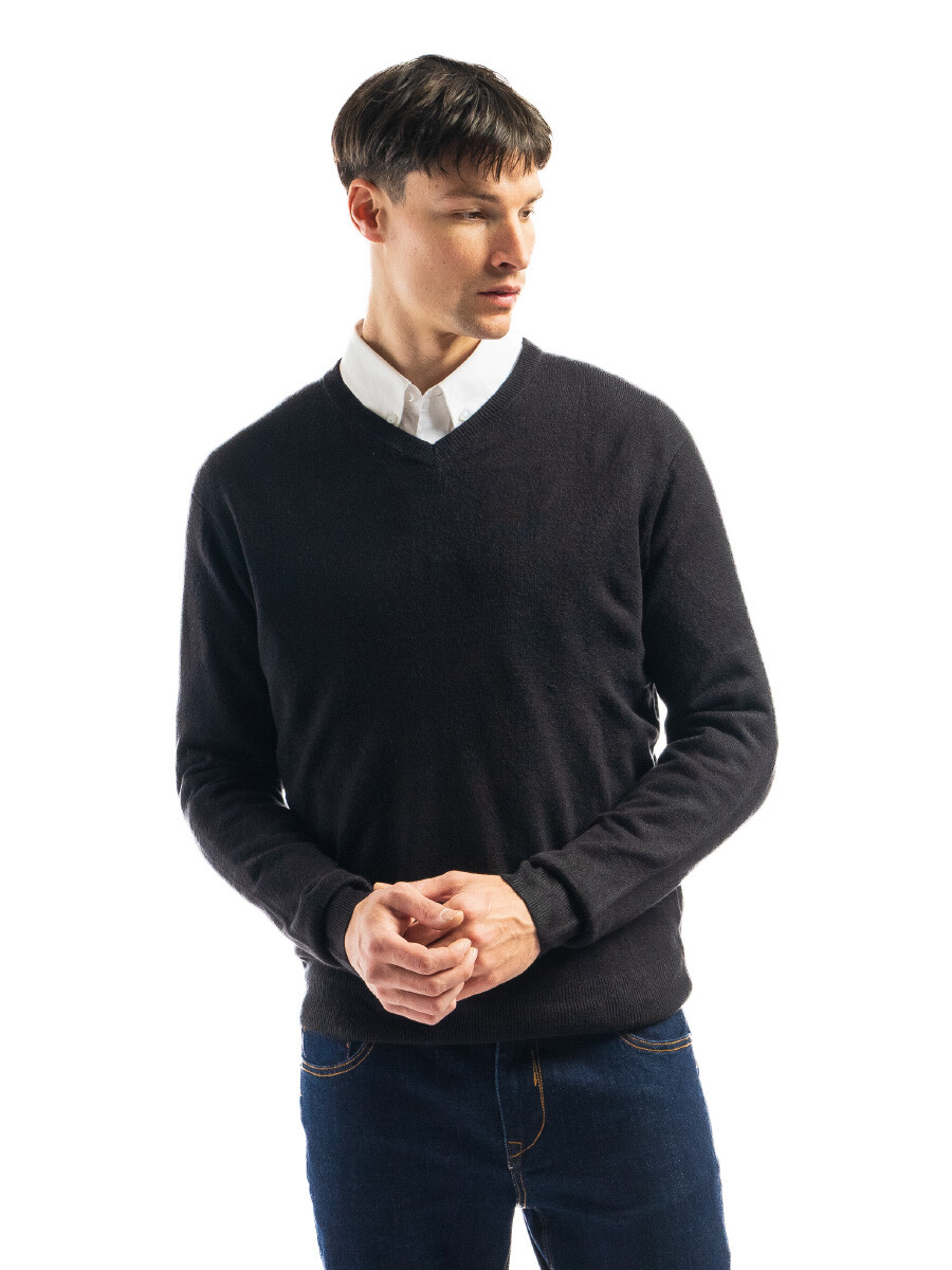 Buzo Cashmere Escote V - Negro 