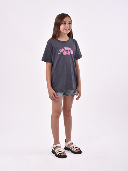 REMERA THE FLOW WITH MINNIE GRIS OSCURO