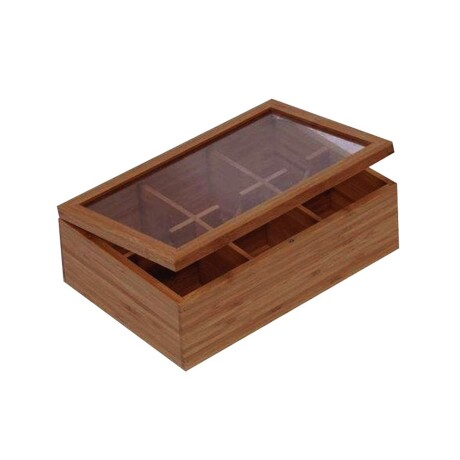 Caja Para Té Selecta Con 6 Divisiones De Bamboo 25x17x8cm Caja Para Té Selecta Con 6 Divisiones De Bamboo 25x17x8cm