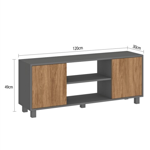 Rack TV Luka 120 cm Grafito con Puertas Miel – Hasta 50” con Patas y 2 Nichos Rack TV Luka 120 cm Grafito con Puertas Miel – Hasta 50” con Patas y 2 Nichos