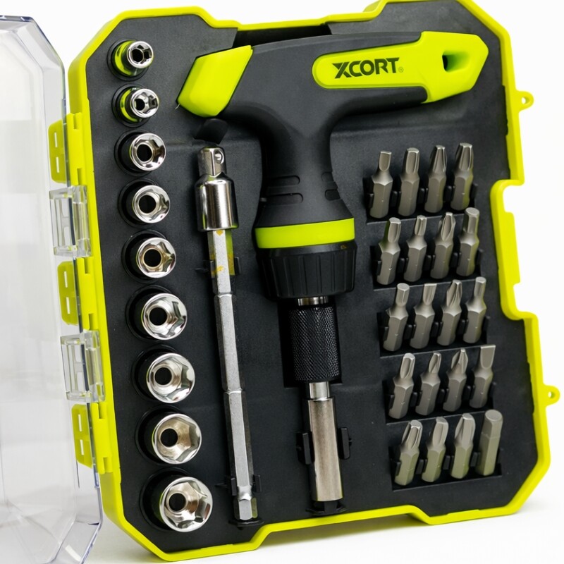 XCORT JUEGO CR-V 32 PIEZAS DESTORNILLADOR CRICKET MANGO T+ADAPTADOR+PUNTAS+DADOS Xcort Juego Cr-v 32 Piezas Destornillador Cricket Mango T+adaptador+puntas+dados