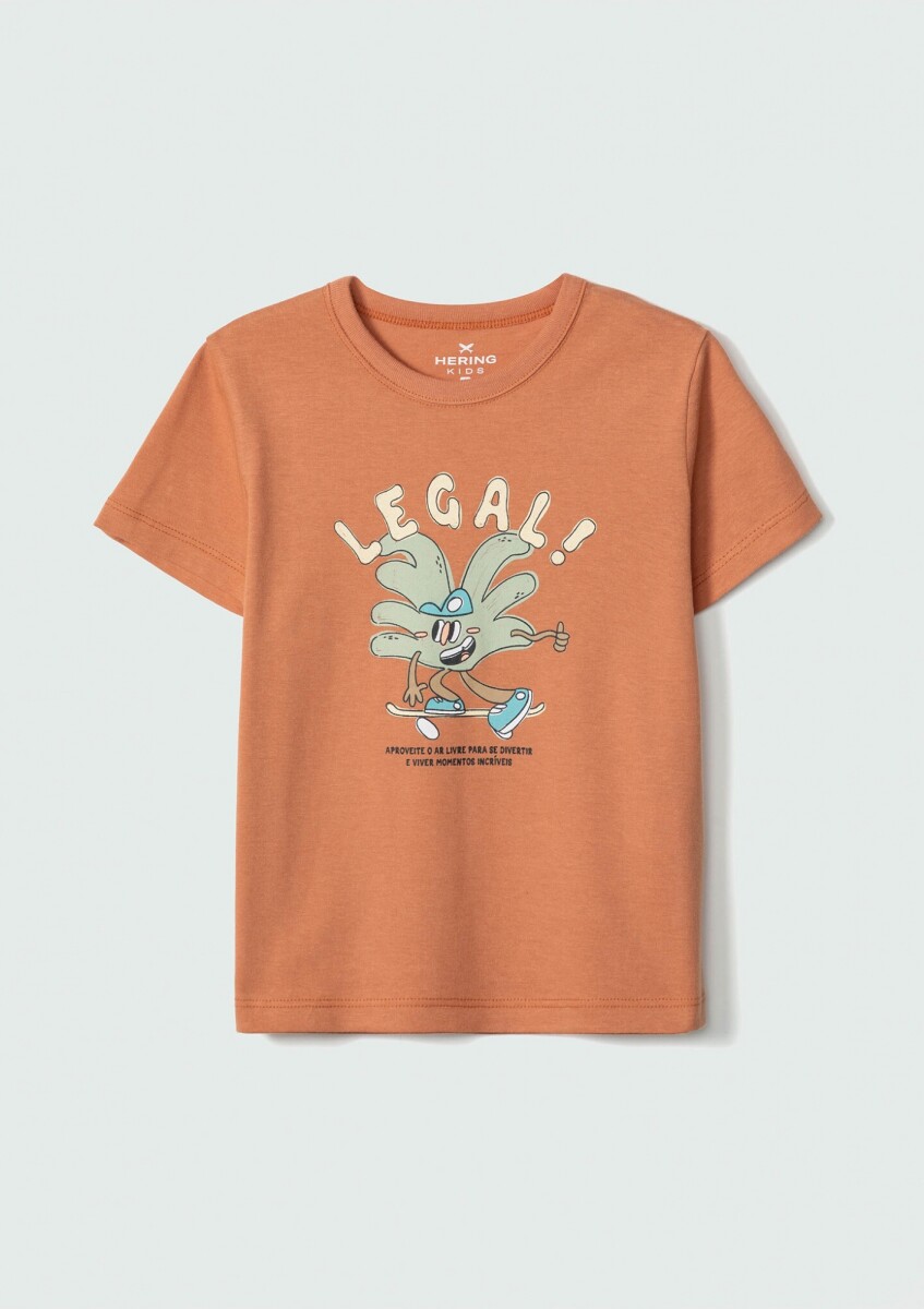 CAMISETA INFANTIL CON ESTAMPA - NARANJA OSCURO 