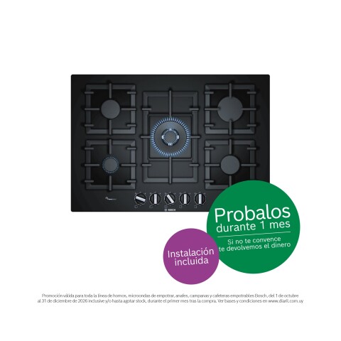 Anafe a gas Bosch PPQ7A6B90 Vidrio 75 cm Anafe a gas Bosch PPQ7A6B90 Vidrio 75 cm