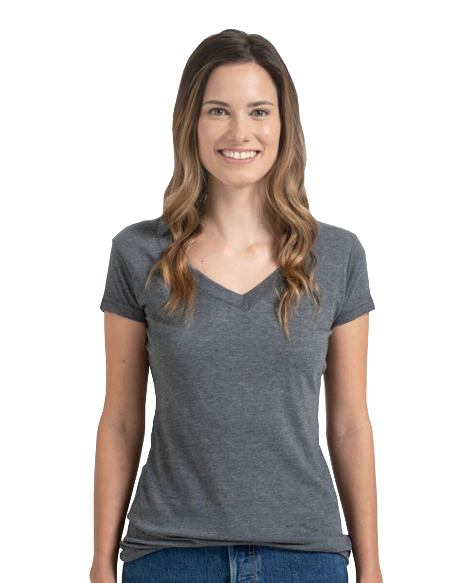 Camiseta jaspe escote en v dama - Negro 