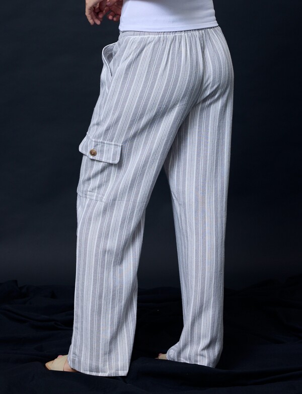 Pantalon Cargo Lino GRIS/MULTI