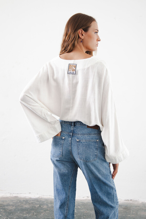 BLUSA LINO SUNSET BLANCO