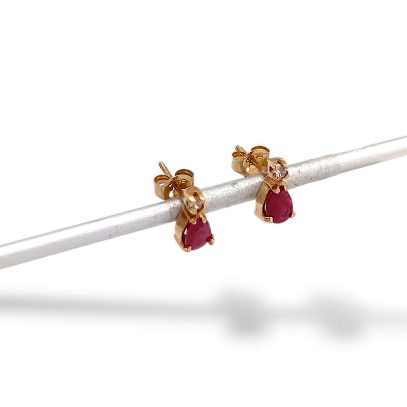 Caravanas Vintage Rubí y Zirconia - Oro bajo - Rubí y Zirconia- CA8282 conpiedra