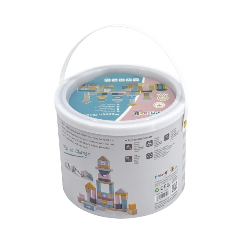 Balde Bloques de madera Pastel 60 piezas Polar B Balde Bloques de madera Pastel 60 piezas Polar B