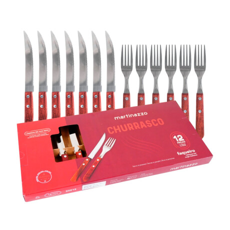 Juego de cubiertos 12 piezas mango de madera Martinazzo Juego de cubiertos 12 piezas mango de madera Martinazzo
