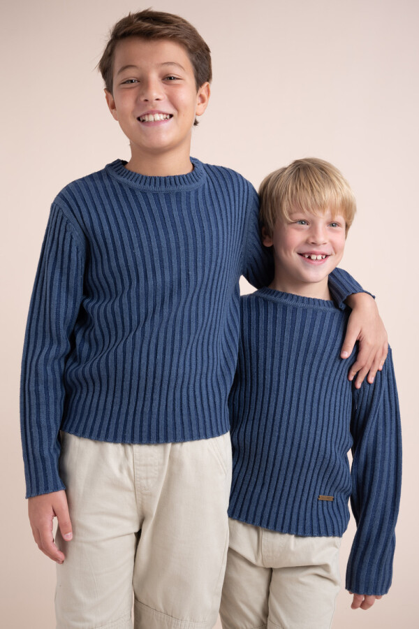 Sweater tejido liso Azul