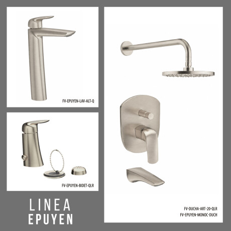 JUEGO DE GRIFERIA COMPLETO FV EPUYEN BRUSHED NICKEL GRIS-BRUSHED NICKEL