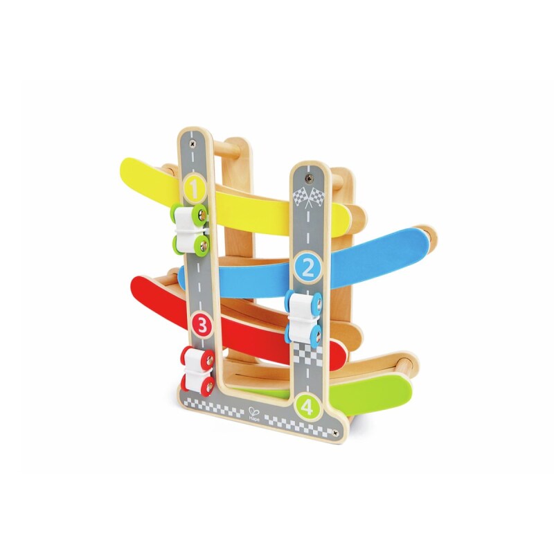 Pista de autos de madera en zig zag Pista de autos de madera en zig zag