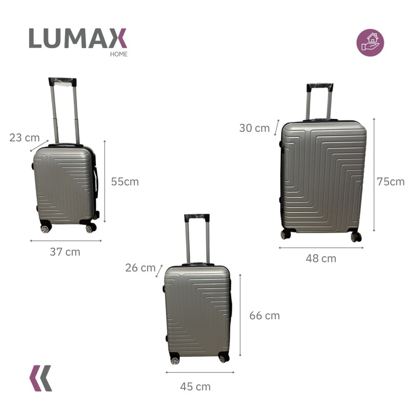 Set de 3 Valijas de Mano Rígidas Plateado