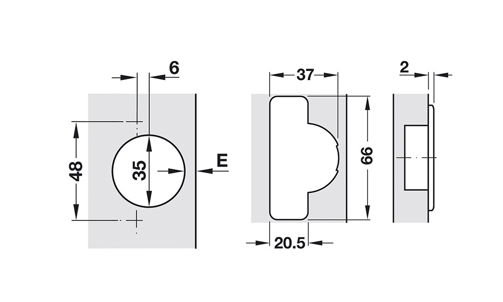 Bisagra push con expulsor integrado 329.17.90 02