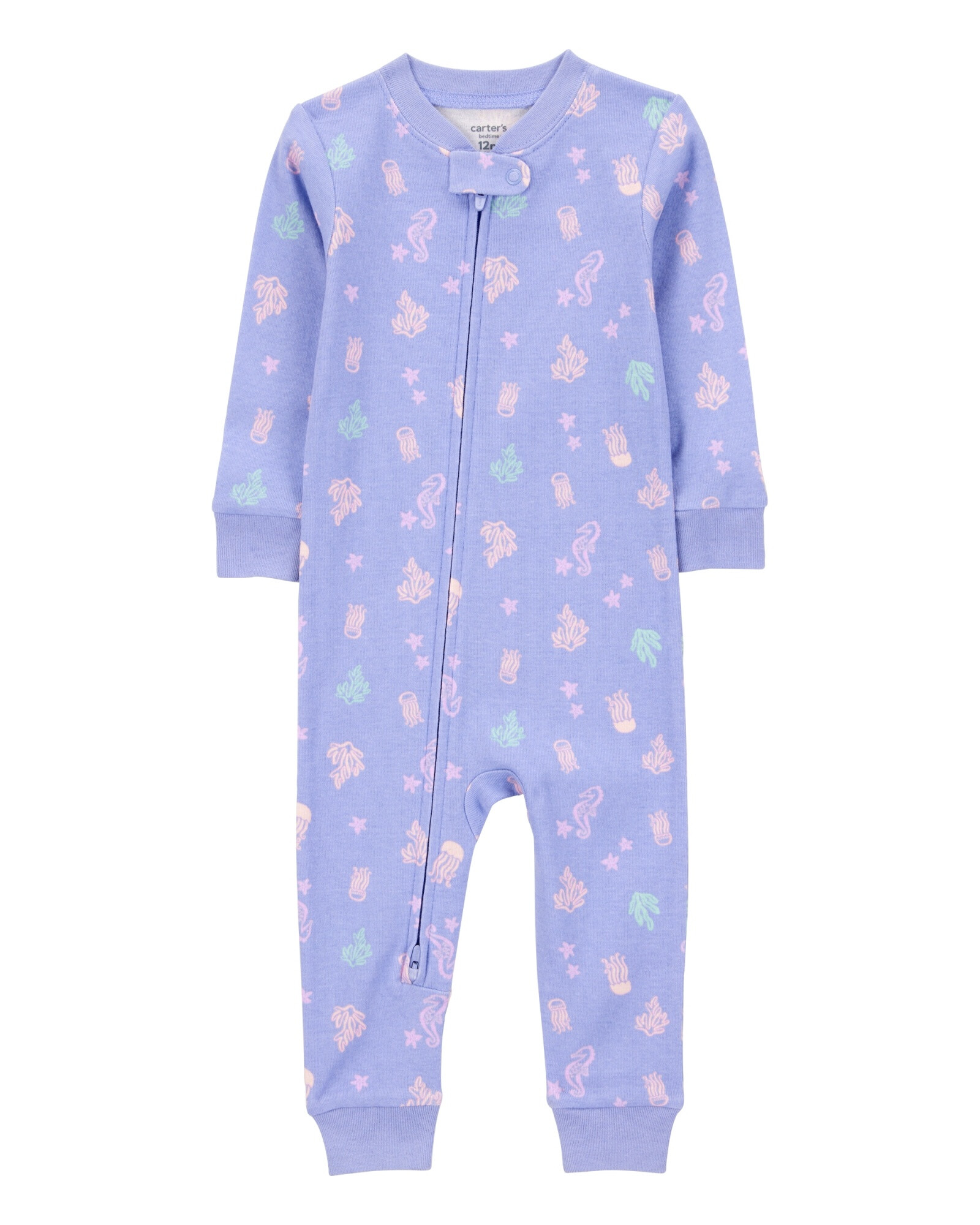 Pijama una pieza de algodón, diseño marino. Talles 12-24M Sin color