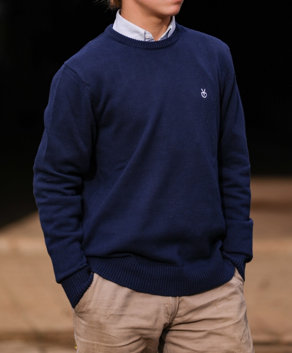 Buzo tejido cuello redondo azul marino 