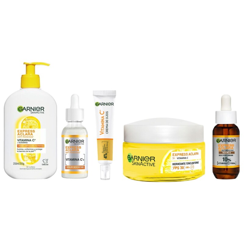 Pack Garnier Express Aclara cuidado de Skin de 5 pasos Pack Garnier Express Aclara cuidado de Skin de 5 pasos