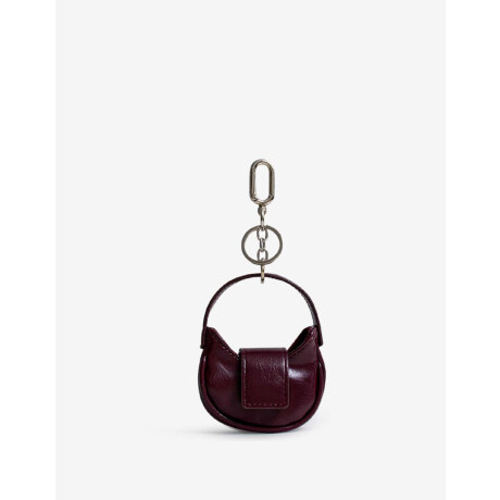 Llavero Y Mini Bag Con Solapa Rojo Burdeaux