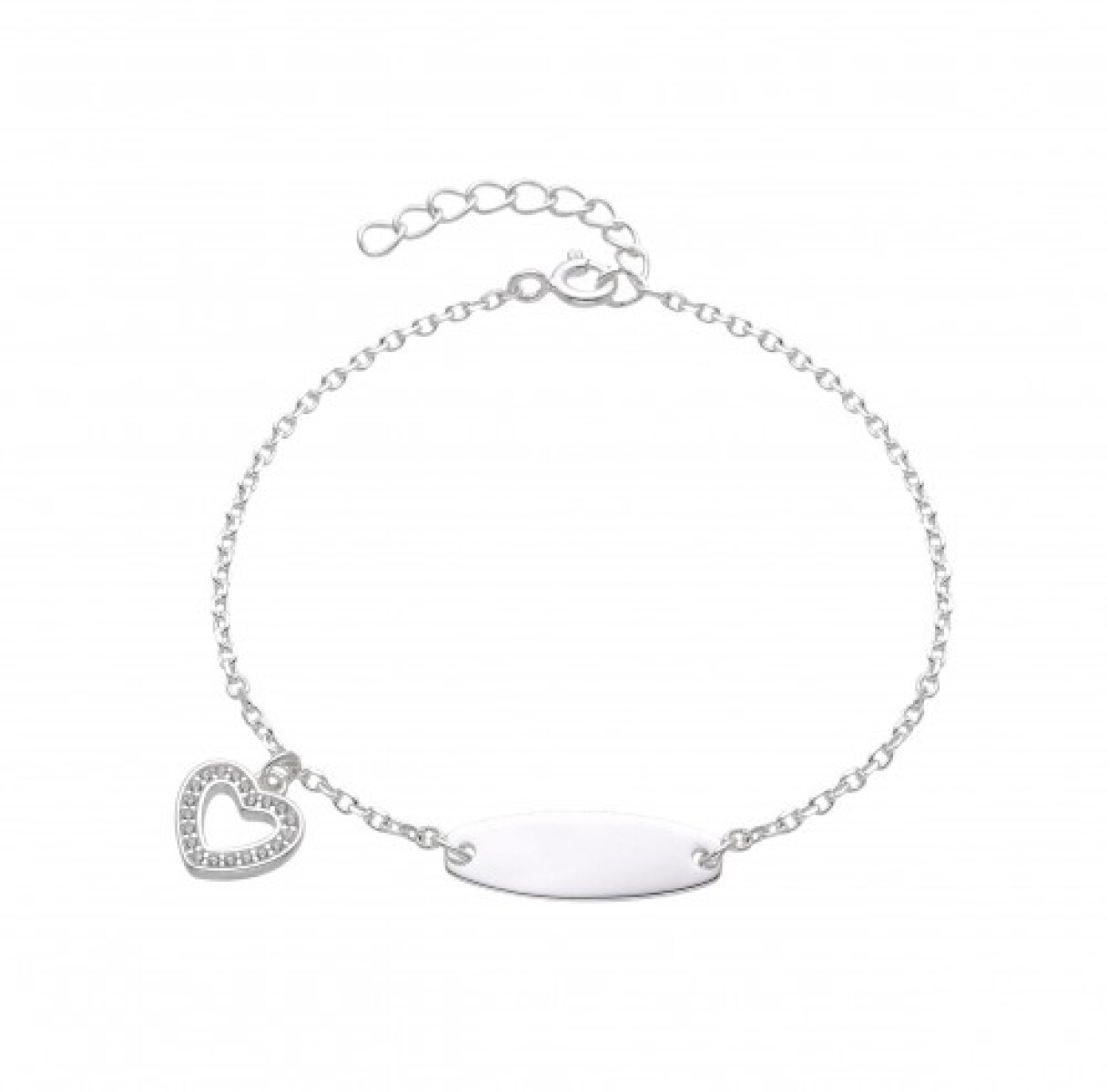 Pulsera de identidad de plata 925 con dije. 