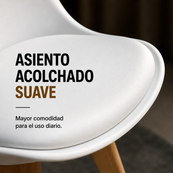 Silla Comedor X2 Cocina Tulip Eames Acolchada Reforzada Prem Blanco