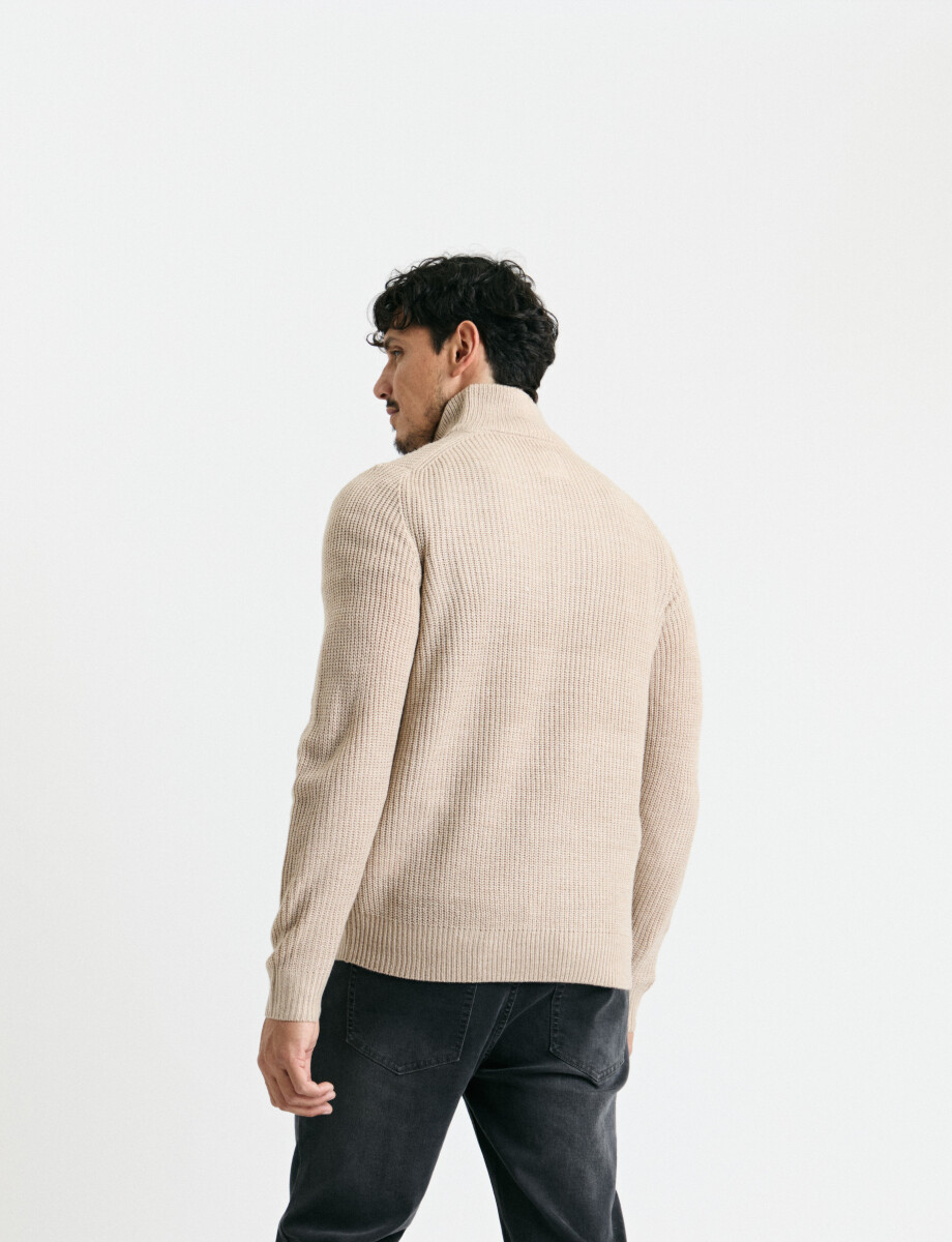 470587 SWEATER PUNTO MEDIO CIERRE HARRY Beige