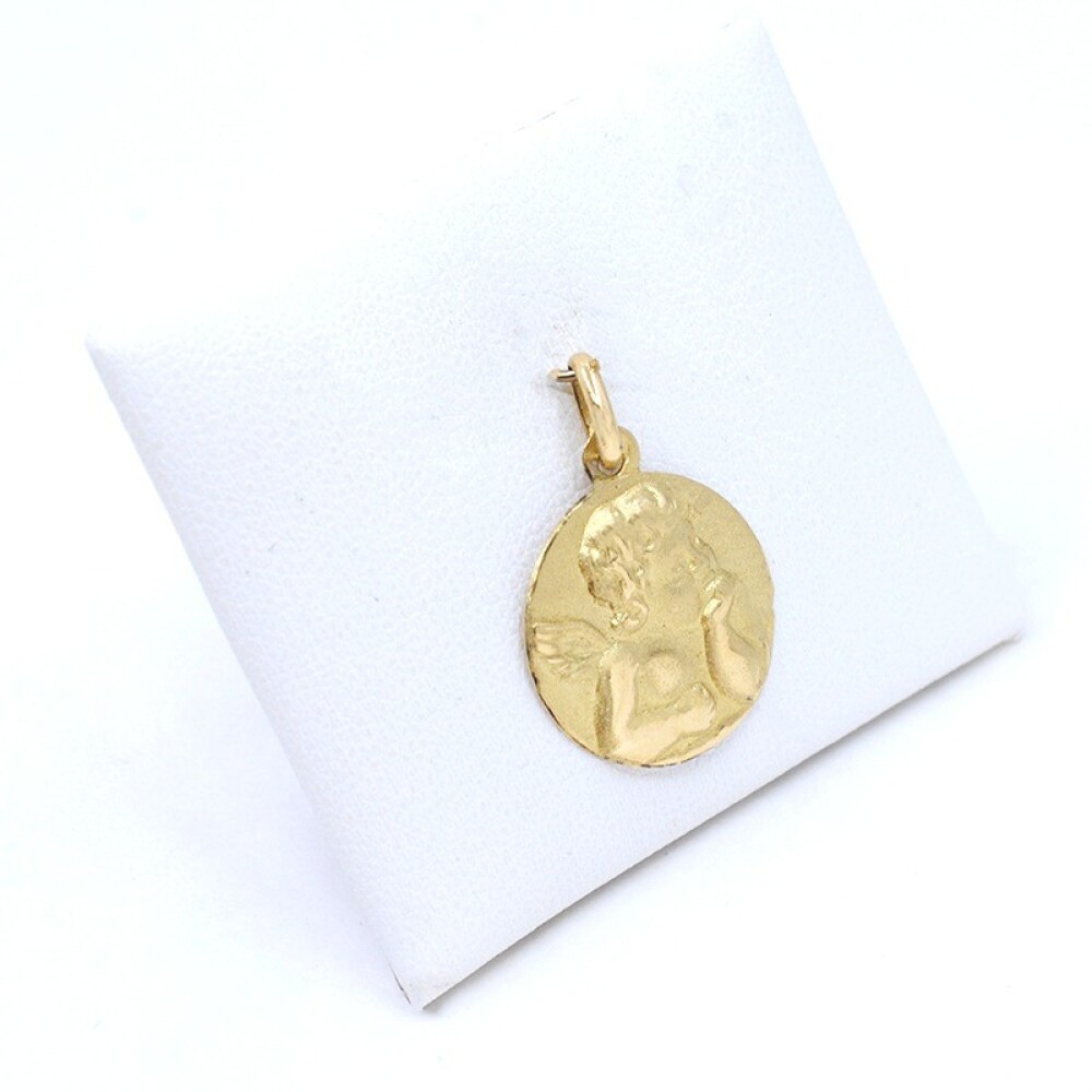 Medalla En Oro 18K amarillo Con Imagen De Angel 16 mm Medalla En Oro 18K amarillo Con Imagen De Angel 16 mm