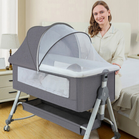 Cuna Colecho Moises Expert Kids Ruedas Mosquitero Gris