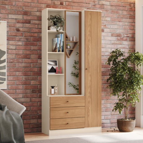 ROPERO 2 PUERTAS GUARDARROPA ARMARIO PLACARD CLOSET CON ESPEJO Y ESTANTES MARRÓN