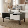 Mesa Ratona De Centro Living Grafito Blanco Con Cajón Y Estante Mesa Ratona De Centro Living Grafito Blanco Con Cajón Y Estante