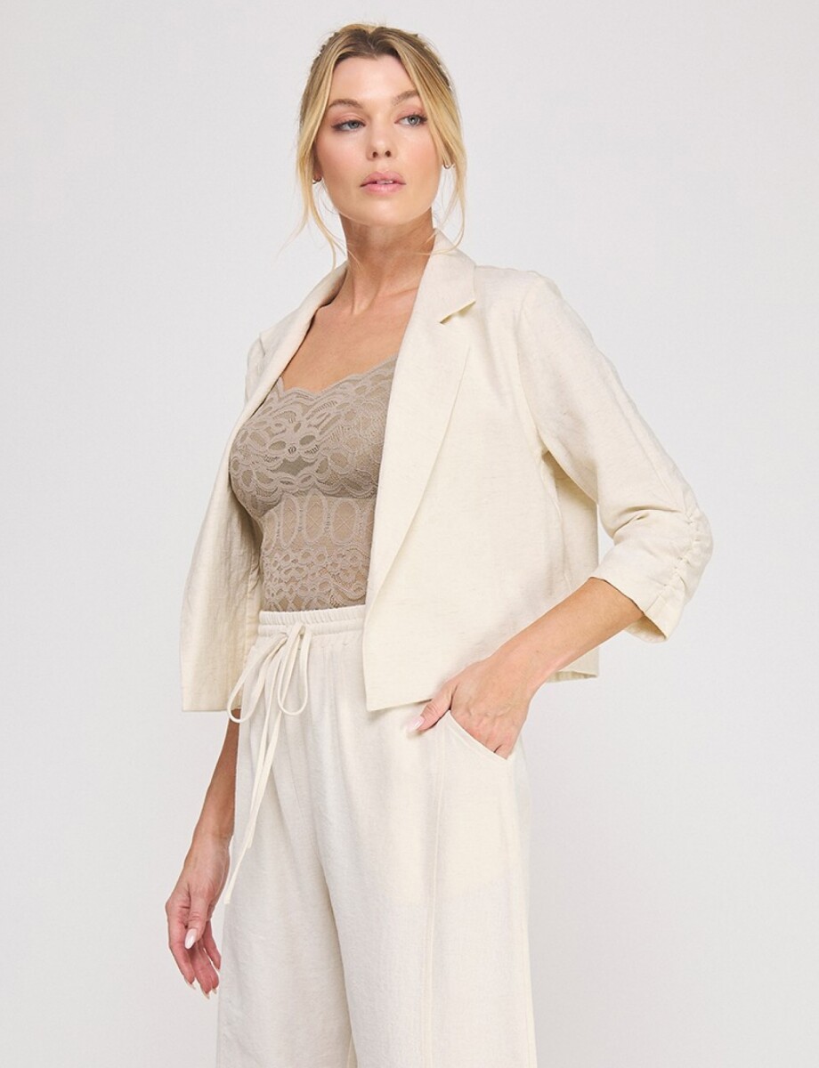 Pantalon Lino Pretina Elastizada - Beige Claro 