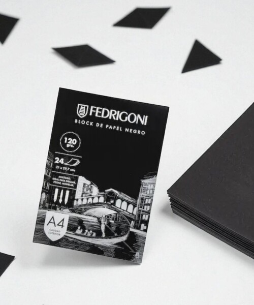 Block c/24 h. Papel negro fedrigoni a4 - 120grs. Block c/24 h. Papel negro fedrigoni a4 - 120grs.