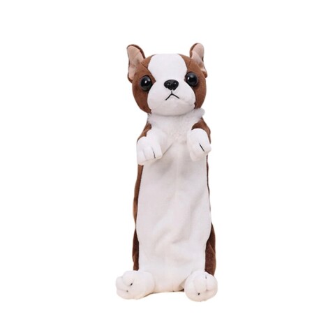 Cartuchera Escolar Peluiche Perro Infantil Con Cierre 2 en 1 Variante Color Marron